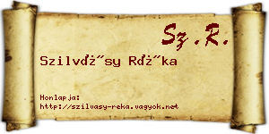 Szilvásy Réka névjegykártya